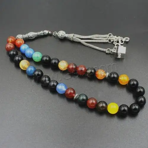 Muslimische Gebetsperlen Zinklegierung Rosenkranzperlen silberne Farbe modischer Edelstein Muslim Tasbih 1762885