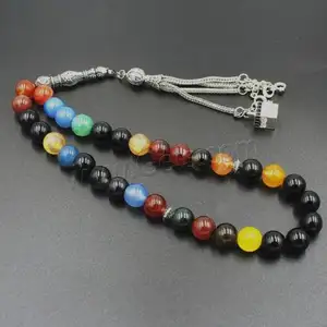 Tasbih Muslim 1762885, manik-manik rosario paduan seng warna perak batu permata modis