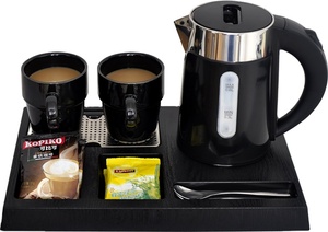 Logo kustom ruang tamu Hotel ABS buram ketel hitam Set baki listrik portabel pemanas teh kecepatan pemanasan cepat - Product Image 2