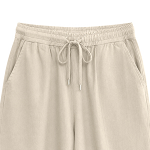 Pantalon <span class=keywords><strong>en</strong></span> coton et <span class=keywords><strong>lin</strong></span> pour <span class=keywords><strong>femme</strong></span>, été 2026, coupe ample, jambe large, décontracté, avec cordon de serrage et taille élastique, OEM ODM, vente <span class=keywords><strong>en</strong></span> gros - Product Image 3