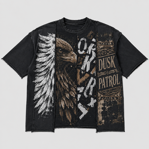 T-shirt graphique personnalisé en coton épais 300 GSM, effet délavé soleil, coupe oversize courte et carrée, avec strass, pour homme - Product Image 1