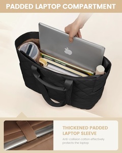 Sac à bandoulière matelassé léger pour <span class=keywords><strong>ordinateur</strong></span> portable 15,6-17,3 pouces pour <span class=keywords><strong>femme</strong></span>, idéal pour le bureau et le quotidien - Product Image 4