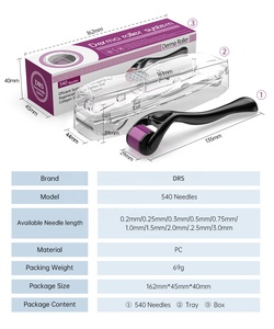 Rouleau <span class=keywords><strong>Derma</strong></span> Noir Mat 540 Microneedling Mésothérapie pour Soins de la Peau Rouleau Meso - Product Image 5