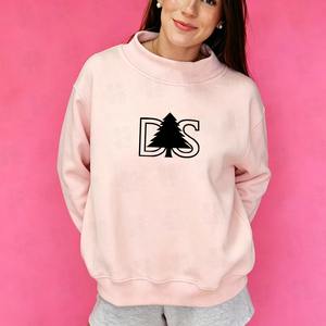 Sudadera de cuello alto ancho de algodón de moda al por mayor OEM sin capucha, con logo personalizado, oversize, para mujer, en blanco, color rosa - Product Image 2