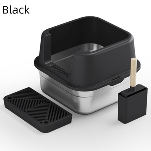 Furnitur Toilet kucing hitam kualitas tinggi persediaan hewan peliharaan pabrik grosir harga murah kotak sampah kucing baja tahan karat portabel - Product Image 4