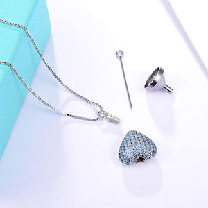 Modische Einäscherungs-Halskette Herz-Urnen-Anhänger mit Zirkonia für Haustier-Hunde-Katzen-Menschen-Asche Andenken Gedenkschmuck Geschenk für Frauen Männer - Product Image 3
