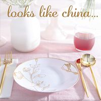 Lot de 10 assiettes jetables en plastique de 7,5 pouces, motif floral avec bordure dorée, sans BPA, conformes FDA, pour mariages, fêtes, anniversaires et événements nuptiaux
