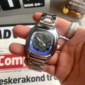 Montre de <span class=keywords><strong>pompier</strong></span> carrée unique et créative, étanche, à quartz, pour homme, avec affichage numérique LED, bracelet en alliage de 18 mm, verre, style professionnel - Product Image 2