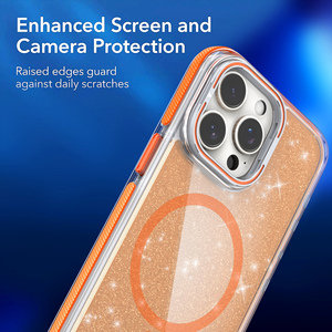 Venta al por mayor de purpurina transparente con soporte de anillo giratorio a prueba de golpes funda de teléfono móvil para teléfonos móviles - Product Image 5