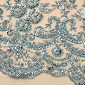 Gorgeous <strong>Heavy</strong> Hand Beaded Sequin Rhinestones Tectil Embroidery Wedding <strong>Lace</strong> <strong>Fabric</strong> for Bridal/Gowns/Abaya - Product Image 2