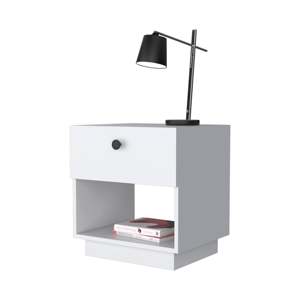 White 1-<b>Drawer</b> Nightstand With Open Shelf <b>For</b> Bedroom <b>Storage</b> - Product Image 5