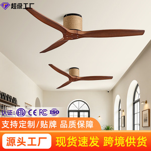 Solid Wood Ceiling Fan 42 In Ac Motor Quiet Design For Living Room And Dining Room - Product Image 2
