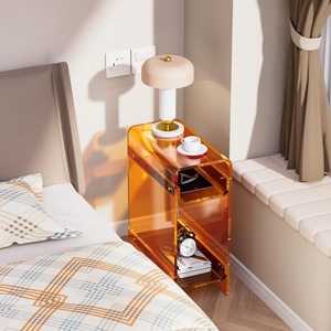 Clear Acrylic <strong>Side</strong> <strong>Table</strong>, Narrow Nightstand Bedside <strong>Table</strong> for Bedroom, <strong>Skinny</strong> Small End <strong>Table</strong> - Product Image 3