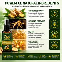 Spray de croissance des cheveux au gingembre, traitement naturel à base de plantes contre la perte de cheveux, soin du cuir chevelu, nourrit les follicules pileux, épaississement et repousse des cheveux, pour hommes et femmes