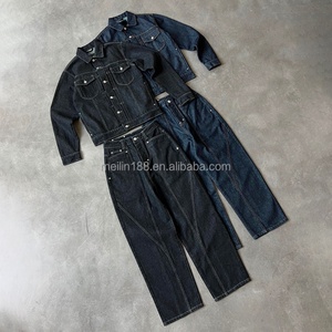 Clothing Manufacturer <b>Custom</b> <b>Denim</b> <b>Jackets</b> and Jeans Pants Heavyweight Jogging Suit Fashion Street Wear <b>Denim</b> Set Men - Product Image 1