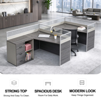 Nouveau produit, bureau d'ordinateur en bois moderne en forme de L, solide et sécurisé, avec un grand rangement