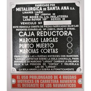 Targa di Identificazione - Emblema - Anagramma - Land Rover Santana ADATTO PER LAND ROVER - Product Image 1