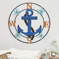 Boussole en métal méditerranéen, 1 pièce, Design d'ancre, artisanal nautique, décor d'art mural, décorations suspendues de thème plage, zastas