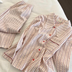 Conjunto de Pijama de Manga Larga a Rayas Estilo Francés para Mujer, para Primavera y Otoño, Ropa Casual Delgada, Suministro ODM - Product Image 3