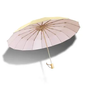 Lingshicha ombrello pieghevole a 16 ossa ombrello a doppio scopo ombrellone da uomo e da donna ombrello super UV