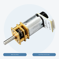 Moteur à engrenages CC N20 avec encodeur à effet Hall AB, boîte de vitesses métallique 3 à 12 V pour projets de contrôle de vitesse et d'odométrie de robots
