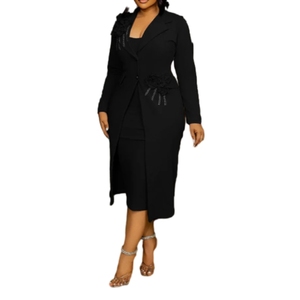 Elegant Solid Casual <b>Stretch</b> Flower Pearl Hot Drilling Hip <b>Wrap</b> Suit Inner Suspender Two Piece Set for Women Fashion - Product Image 2