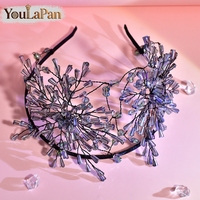 YouLaPan – bandeau de mariage envoûtant pour mariée, tissé à la main, avec diamants d'eau et flocons de neige, élégant, pour banquet et danse, YXA112