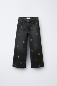 Jeans in Cotone per Ragazze Alla Moda di <span class=keywords><strong>Alta</strong></span> Qualità con Ricamo 3D a <span class=keywords><strong>Vita</strong></span> <span class=keywords><strong>Alta</strong></span> <span class=keywords><strong>Pantaloni</strong></span> a Gamba Larga per Bambine Più Grandi - Product Image 5