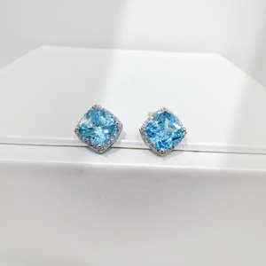custom 925 plata sterling silver Classic Everyday stone <b>earring</b> Geometric Gold Plated rose cut cubic zirconia <b>fine</b> <b>stud</b> <b>earrings</b> - Product Image 5
