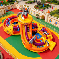 Parcours d'obstacles gonflable géant pour activités sportives de plein air, château gonflable en PVC avec toboggan, facile à assembler pour les fêtes et les événements