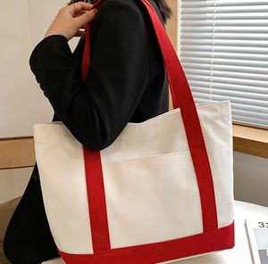 Custom <b>Large</b> Blank Reusable Canvas Cotton Tote <b>Bags</b> with Handles Letter Pattern Zipper Closure for Grocery Beach & <b>Gift</b> Use - Product Image 1