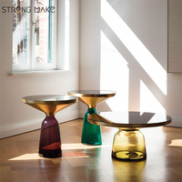 Meubles de salon modernes et luxueux Tables dorées couleur fumée Table basse ronde en verre trempé cloche à miroir