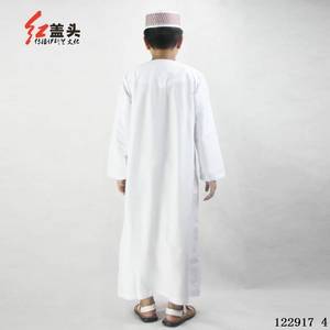 Ropa Infantil de Estilo Medio Oriente para Niños, de Manga Larga, Cuello Redondo, Largo hasta el Suelo, Color Sólido, para Oración - Product Image 3