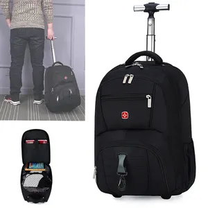 2 in 1Custom Multi-use Executive Outdoor Rolling Wheels Mochilas School Bag Travel Trolley Business Laptop Backpack With Trolley