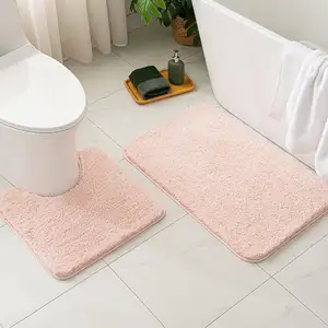 Skymoving nouveau tapis de salle de bain de couleur unie personnalisé tapis de bain ultra doux tapis de bain en microfibre avec support TPR antidérapant