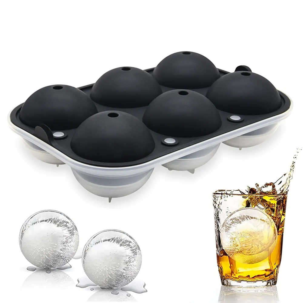 2023 New Upgraded Easy Release Flexible 2.5 inch Whiskey Ice Ball Maker Large Sphere Ice Mold Silicone Round Thin Ice Cube Tray