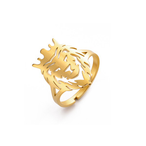 Meine Form Löwe Kronen <span class=keywords><strong>ring</strong></span> für Frauen Männer Edelstahl Punk Tierkopf Verstellbare Fingerringe für Jungen Weihnachts schmuck - Product Image 2