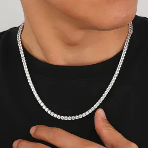 Ювелирные изделия в стиле хип-хоп 925 стерлингового серебра со льдом ювелирные изделия теннисный браслет ожерелье 2 мм 3 мм 4 мм 5 мм Мужские и женские теннисные цепи