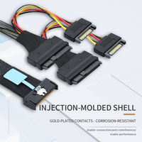 Slimline Knitting SAS MCIO 8i 74P a 2 Cable conector plano de datos de 2 SFF-8639 equipado con Cable adaptador de servidor de fuente de alimentación SATA de 15P