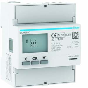 ECM380D Personalizzabile con Contatore Trifase Diretto Hagers 80 A M-Bus MID 4 Moduli - Product Image 1
