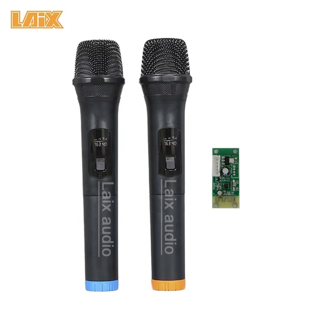 2.4G Wireless 2 Handheld Microphone System with 1-Receiver Board for Home Use & Teaching Custom Logo LED Display Box Packaging