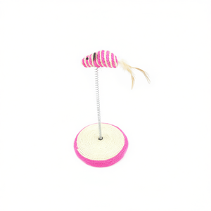 Tiragraffi per Gatti Yommy, Altezza 25 cm, con Design a Topolino Rosa per Gatti - Product Image 2