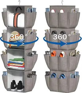 Новый 4-слойный поворотный органайзер для гардероба, органайзер для гардероба и сумка для хранения с 24 карманами, сумка для обуви