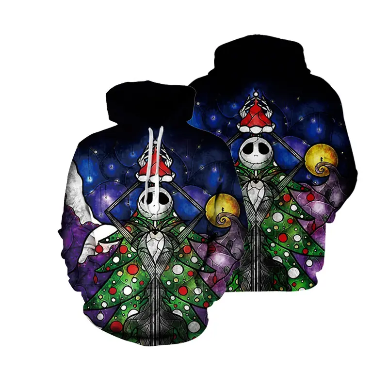 2021 New Christmas Saint 3d Men's and Women's Hooded Hoodie Santa Claus European American Trend