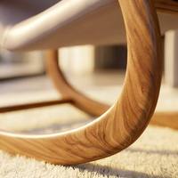 Fauteuil à bascule moderne en teck doré - Fauteuil de détente écologique pour salon, bureau à domicile, hôtel - Mobilier de maison avec revêtement doux
