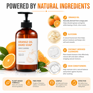 Jabón Líquido para Manos con Aroma a Naranja, Etiqueta Privada, con Aceite Natural de Naranja, Hidratante, Cruelty Free, OEM ODM - Product Image 6