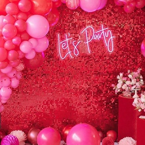 Màu Đỏ Mới Hình Ảnh Đảng Tổ Chức Sự Kiện Tiếp Thị Hội Nghị Props Photobooth Kim Loại Điểm Vảy Vàng Trên Siequin Trang Trí Nội Thất Sequin Bảng Điều Chỉnh Ánh Sáng Lung Linh Tường Backdrop XT- - Product Image 1