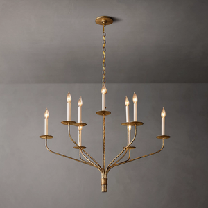 Lustre en laiton doré à 8 lumières, style bougie LED E14, luminaire suspendu pour salon, montage au plafond - Product Image 3