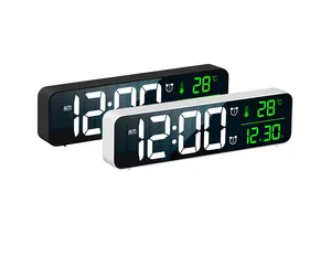 Led Spiegel Wekker Digitale Snooze Tafel Klok Elektronische Grote Tijd Temperatuur Display Klok