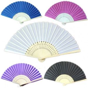 Abanicos Españoles para Boda de 21 cm - Marco de Madera con Tela Satinada, Diseño Liso en Varios Colores para Bodas - Product Image 1